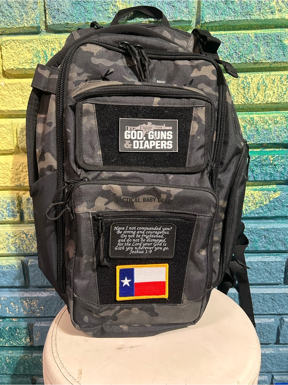 Tactical baby diaper bag backpack camouflage removable patches